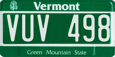 VT license plate VUV498