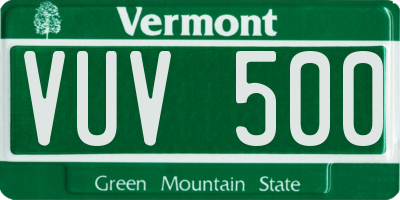 VT license plate VUV500