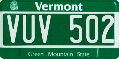 VT license plate VUV502