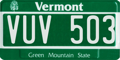VT license plate VUV503