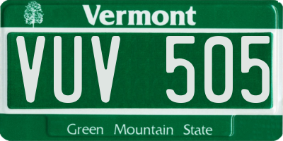 VT license plate VUV505