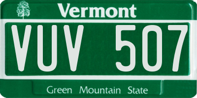 VT license plate VUV507