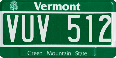 VT license plate VUV512