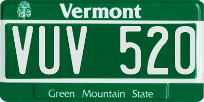 VT license plate VUV520