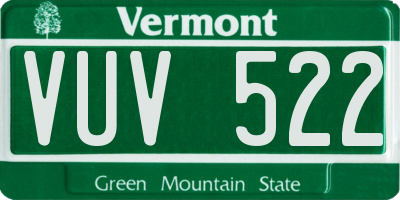 VT license plate VUV522