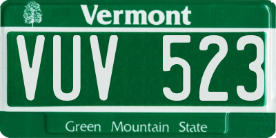 VT license plate VUV523