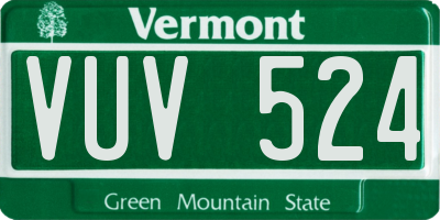 VT license plate VUV524