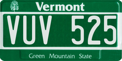 VT license plate VUV525