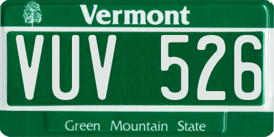 VT license plate VUV526