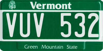 VT license plate VUV532
