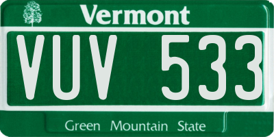 VT license plate VUV533