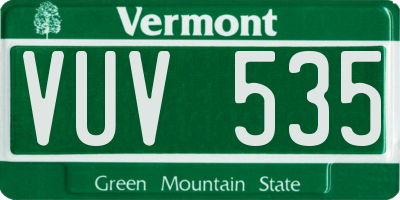 VT license plate VUV535