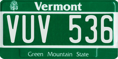 VT license plate VUV536