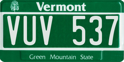 VT license plate VUV537