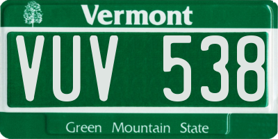 VT license plate VUV538