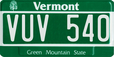 VT license plate VUV540