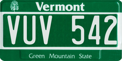 VT license plate VUV542