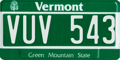 VT license plate VUV543