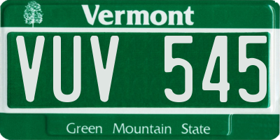 VT license plate VUV545