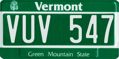 VT license plate VUV547