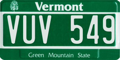 VT license plate VUV549