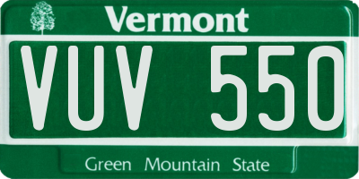 VT license plate VUV550