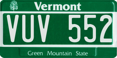 VT license plate VUV552