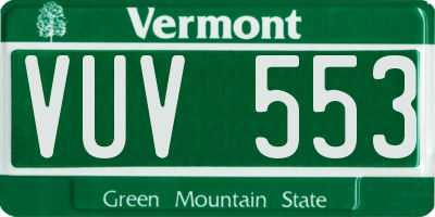 VT license plate VUV553