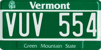 VT license plate VUV554