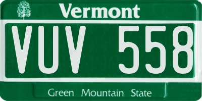VT license plate VUV558