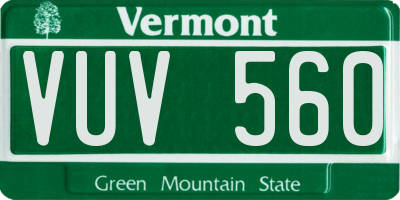 VT license plate VUV560