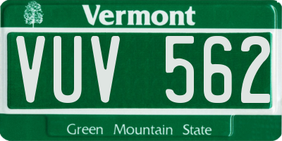 VT license plate VUV562