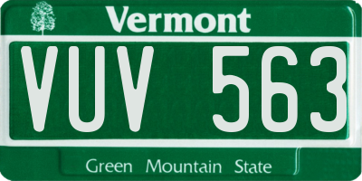 VT license plate VUV563