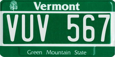 VT license plate VUV567