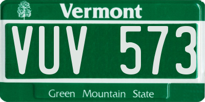 VT license plate VUV573