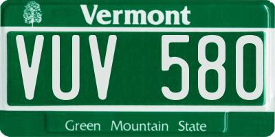 VT license plate VUV580