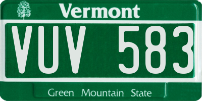 VT license plate VUV583