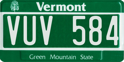 VT license plate VUV584