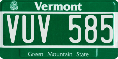 VT license plate VUV585
