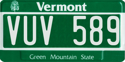 VT license plate VUV589
