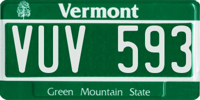 VT license plate VUV593