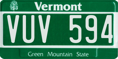 VT license plate VUV594
