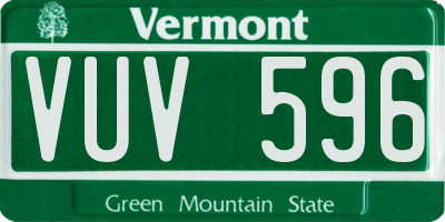 VT license plate VUV596