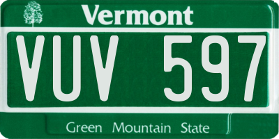 VT license plate VUV597