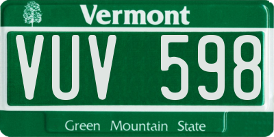 VT license plate VUV598
