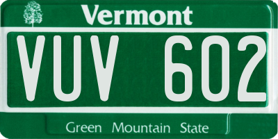 VT license plate VUV602