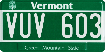 VT license plate VUV603