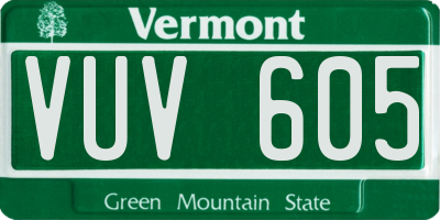VT license plate VUV605