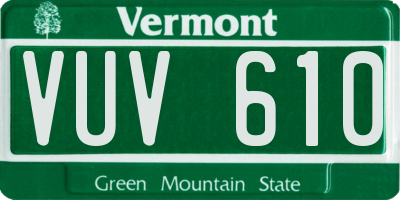 VT license plate VUV610