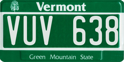 VT license plate VUV638